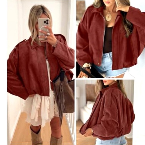 Zara Women's suede Bomber Jacket - Picture 4 of 11